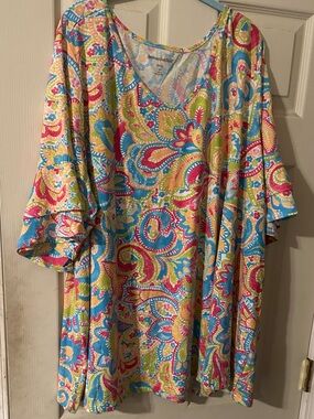 Woman Within Multicolor Paisley V-Neck Tunic Top